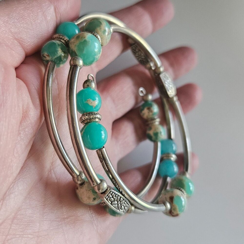 Silver tone layered wrap bracelet - Picture 5 of 13